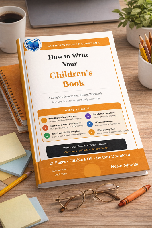 How to Write a Children's Book — AI Prompt Workbook | Step-by-Step Writing Guide for Authors | Fillable PDF | Title, Character, Story & Illustration Templates