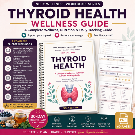 Thyroid Health Wellness Guide – 60-Page Nutrition, Symptom Tracker & Meal Planning PDF