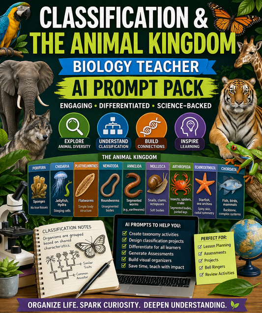 Classification & The Animal Kingdom Biology Teacher Ai Prompt Pack