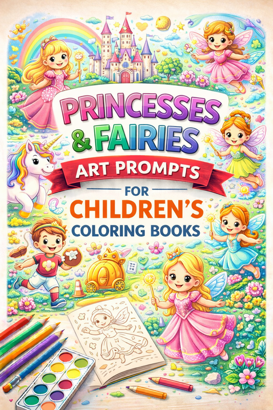 AI Princesses & Fairies Art Prompts for Children's Coloring Books – KDP & Print on Demand