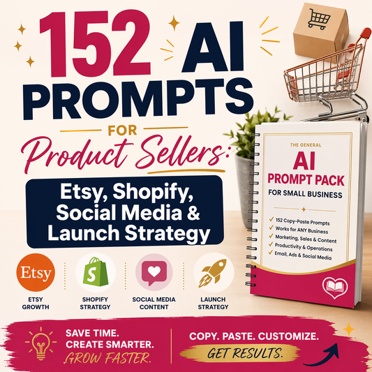 152 AI Prompts for Product Sellers: Etsy, Shopify, Social Media & Launch Strategy