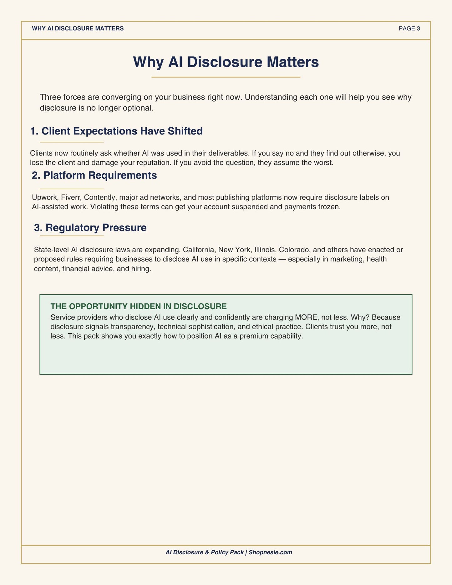 AI Disclosure & Policy Pack | Done-For-You Templates for Service Businesses
