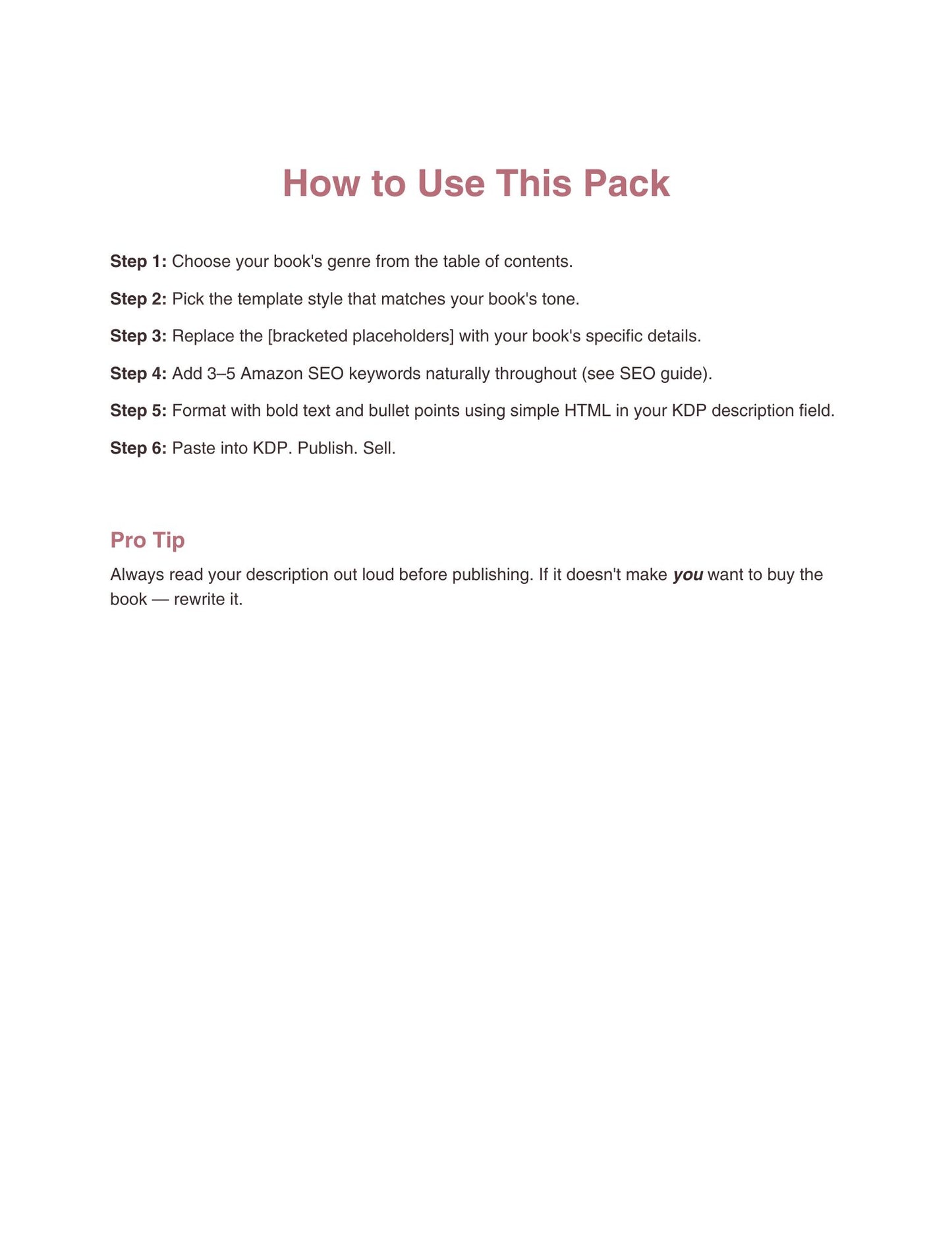 50 KDP Book Description Templates | Canva & Google Docs Editable