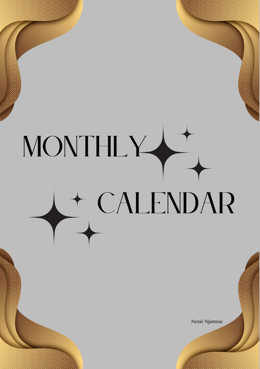 GRAY GOLD MONTHLY CALENDAR