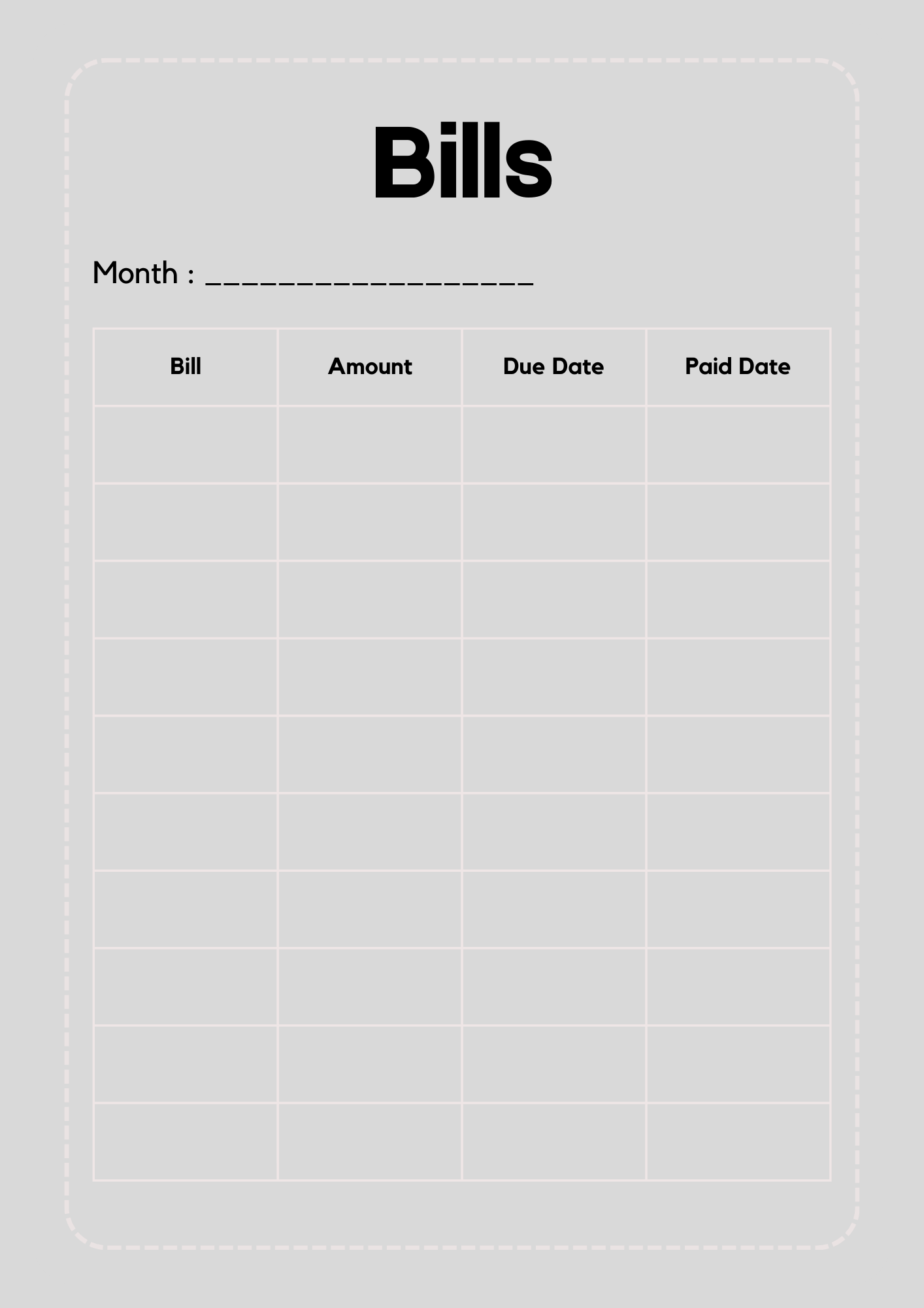 GRAY BUDGET PLANNER