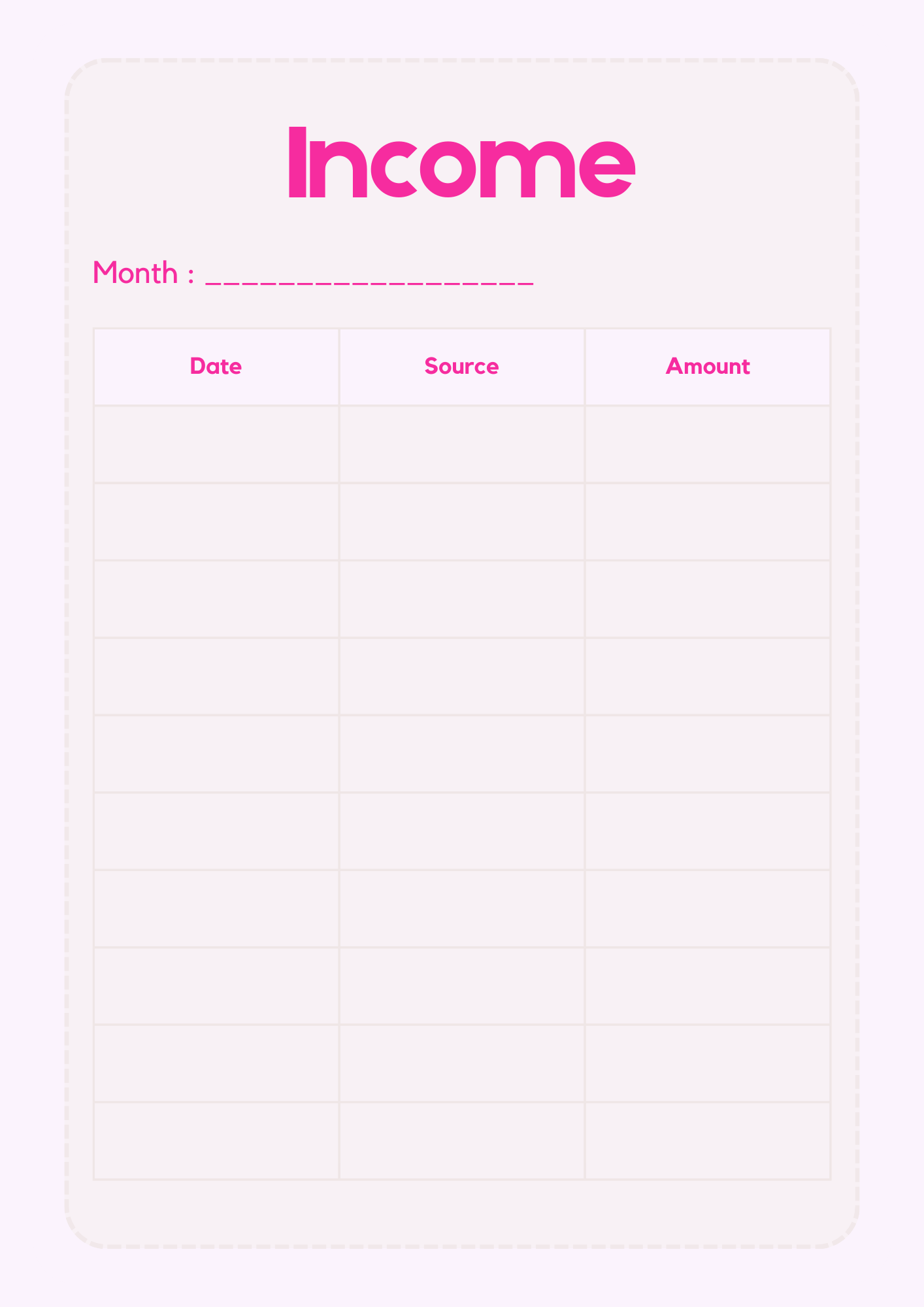 PINK MONTHLY BUDGET PLANNER