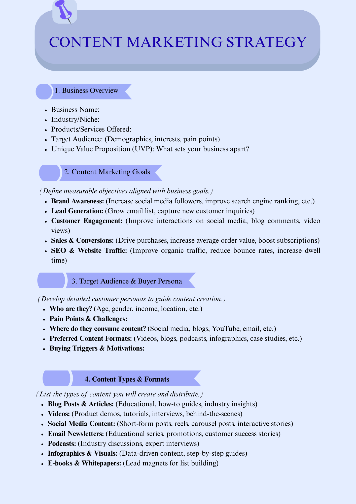 Editable Canva Content Marketing Strategy Template – Social Media Plan for Entrepreneurs
