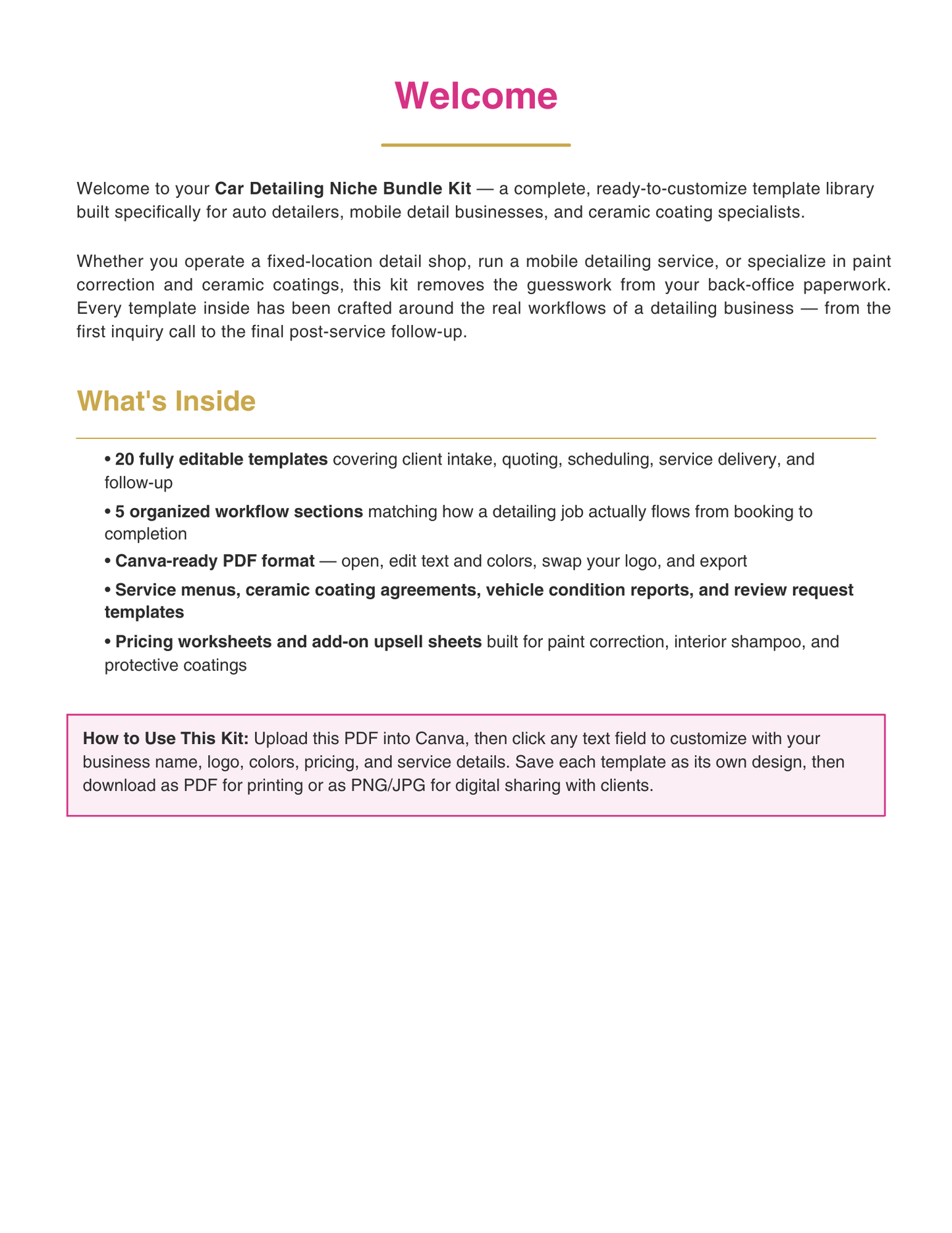 Car Detailing Business Templates Bundle | 20 Editable Canva Forms for Mobile Auto Detailers & Ceramic Coating Shops