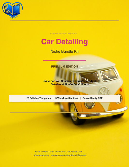 Car Detailing Business Templates Bundle | 20 Editable Canva Forms for Mobile Auto Detailers & Ceramic Coating Shops