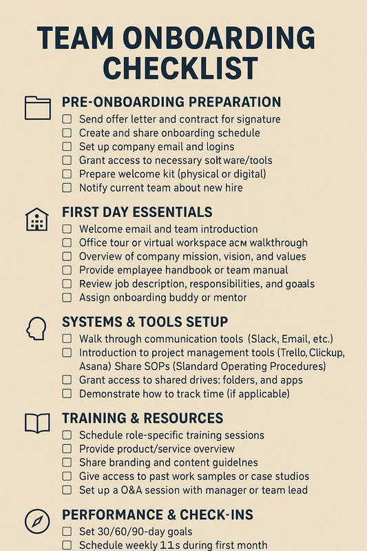 TEAM ONBOARDING CHECKLIST