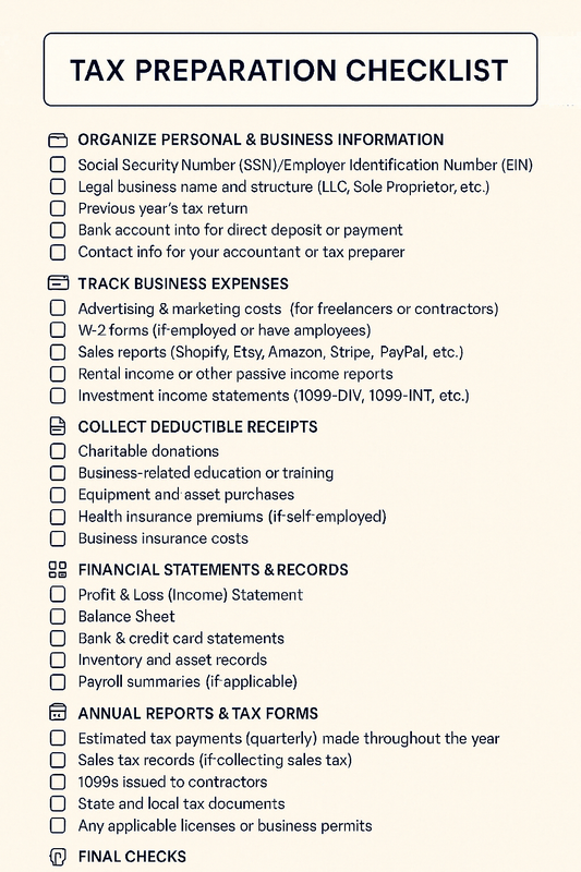 TAX PREPARATION CHECKLIST