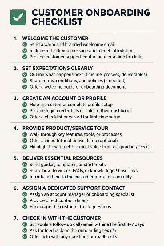 CUSTOMER ONBOARDING CHECKLIST