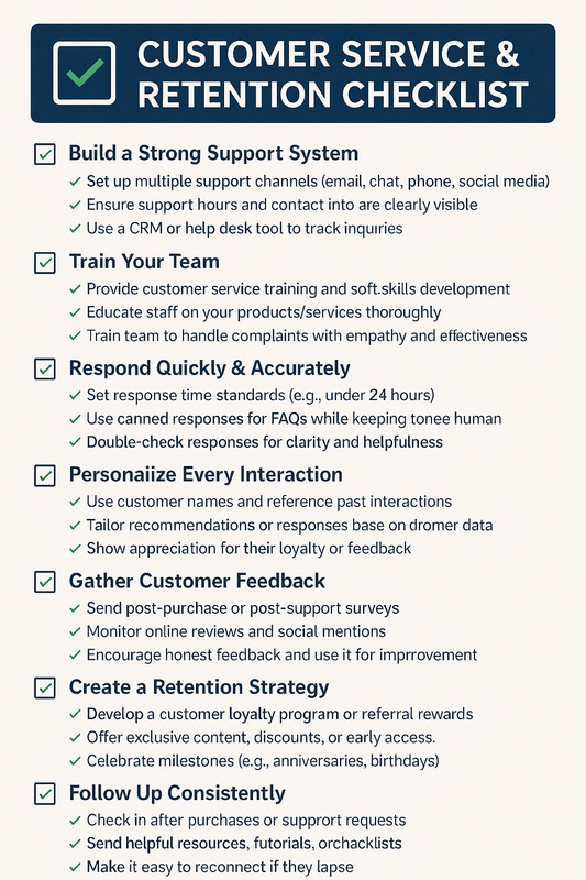 CUSTOMER SERVICE & RETENTION CHECKLIST