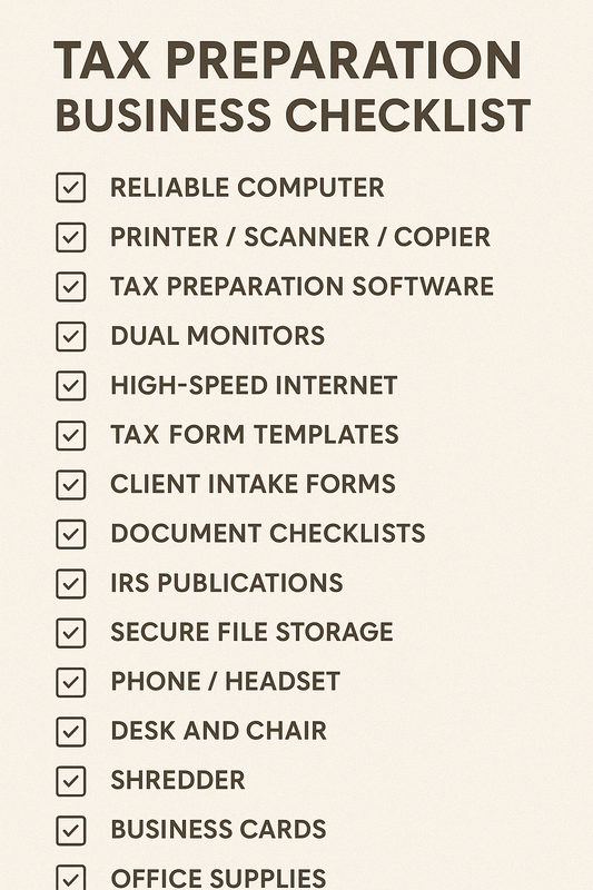 TAX PREPARATION BUSINESS CHECKLIST