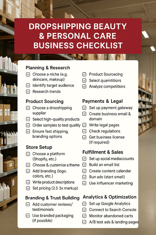 DROPSHIPPING BEAUTY & PERSONAL CARE BUSINESS CHECKLIST