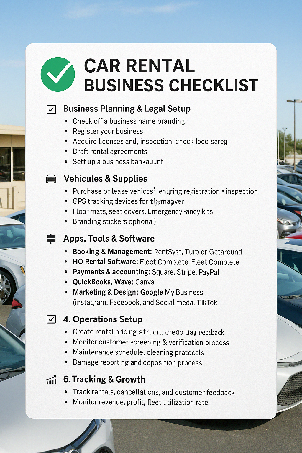 CAR RENTAL BUSINESS CHECKLIST