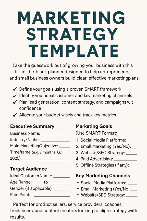 Editable Canva marketing strategy template