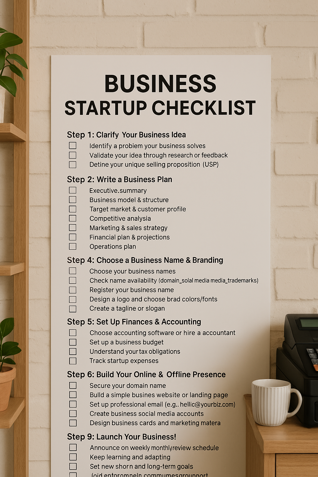 BUSINESS STARTUP CHECKLIST