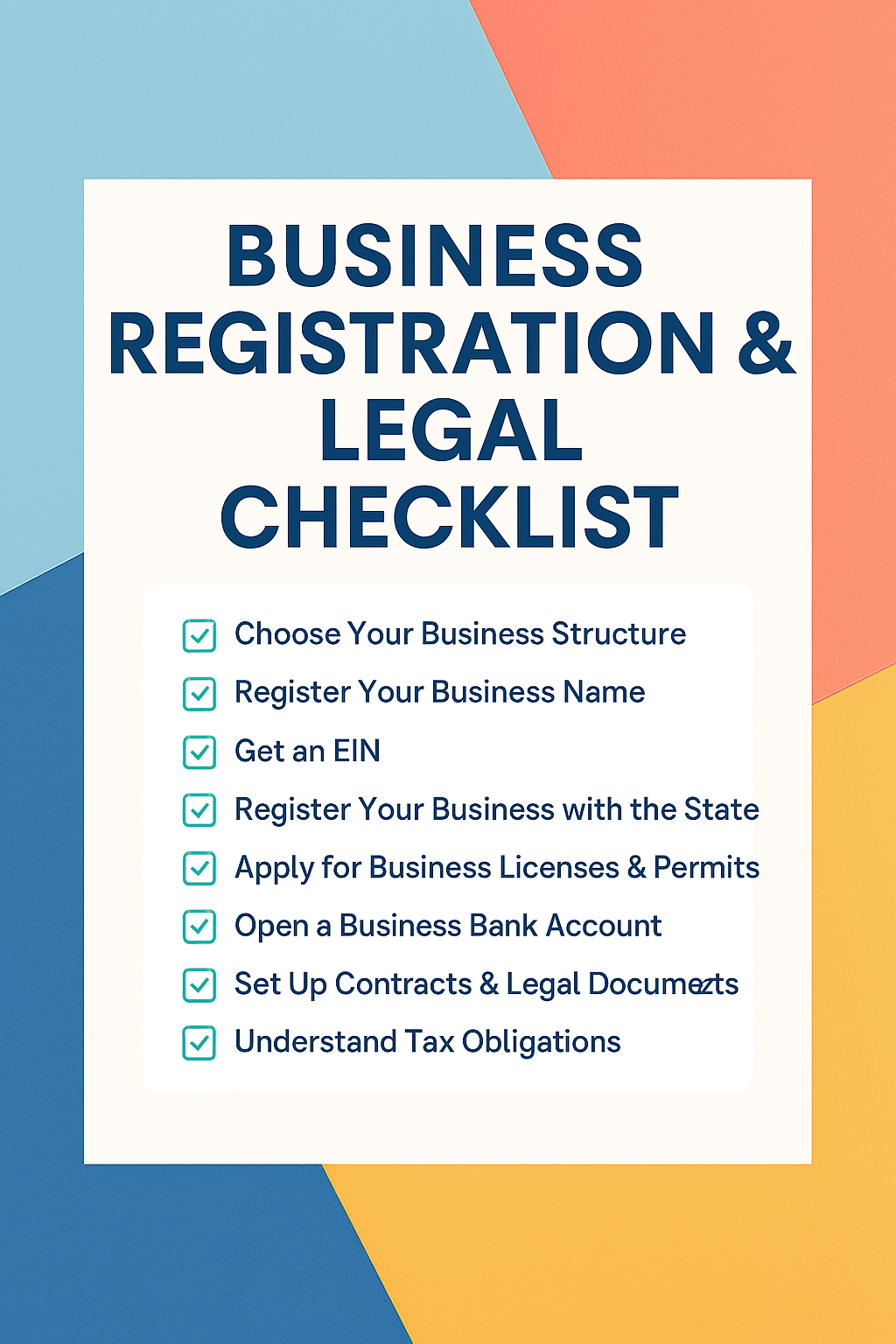 BUSINESS REGISTRATION & LEGAL CHECKLIST
