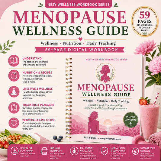 Menopause Wellness Guide & Workbook | 59-Page Nutrition, Recipes, Symptom Tracker & Healthy Living PDF