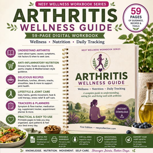 Arthritis Wellness Guide & Workbook | 59-Page Joint Health, Anti-Inflammatory Recipes, Trackers & Planner PDF