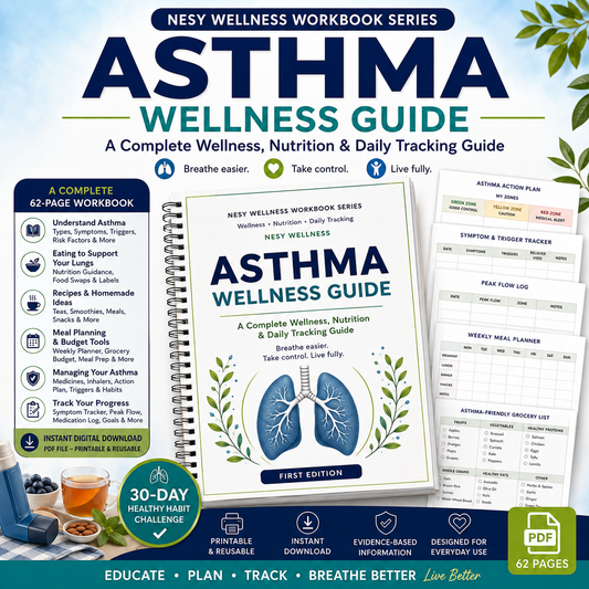 Asthma Wellness Guide – 62-Page Asthma Action Plan, Symptom Tracker & Nutrition Workbook PDF