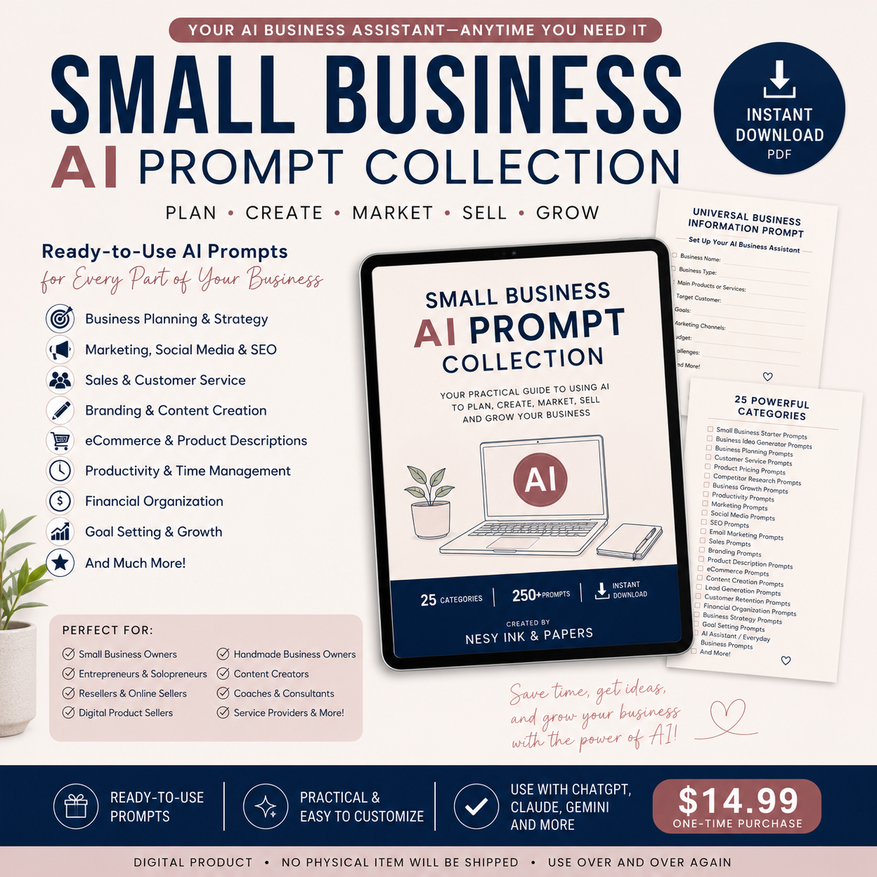 Small Business AI Prompt Collection – Ready-to-Use AI Prompts for Entrepreneurs & Business Owners