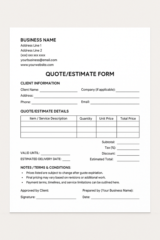QUOTE/ESTIMATE FORM