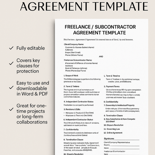 FREELANCE / SUBCONTRACTOR AGREEMENT TEMPLATE