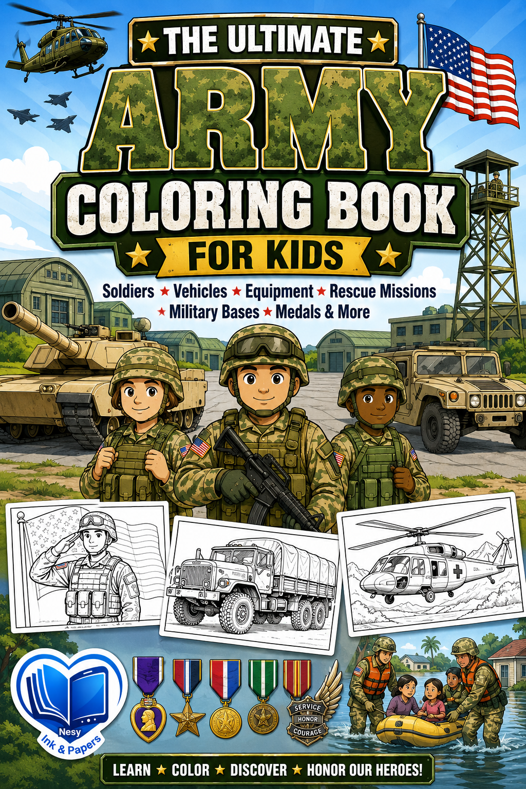 The Ultimate Army Coloring Book for Kids | Educational Printable PDF | Soldiers, Vehicles, Rescue Missions & Military Activities