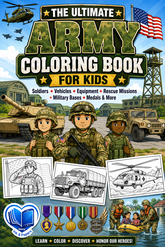 The Ultimate Army Coloring Book for Kids | Educational Printable PDF | Soldiers, Vehicles, Rescue Missions & Military Activities