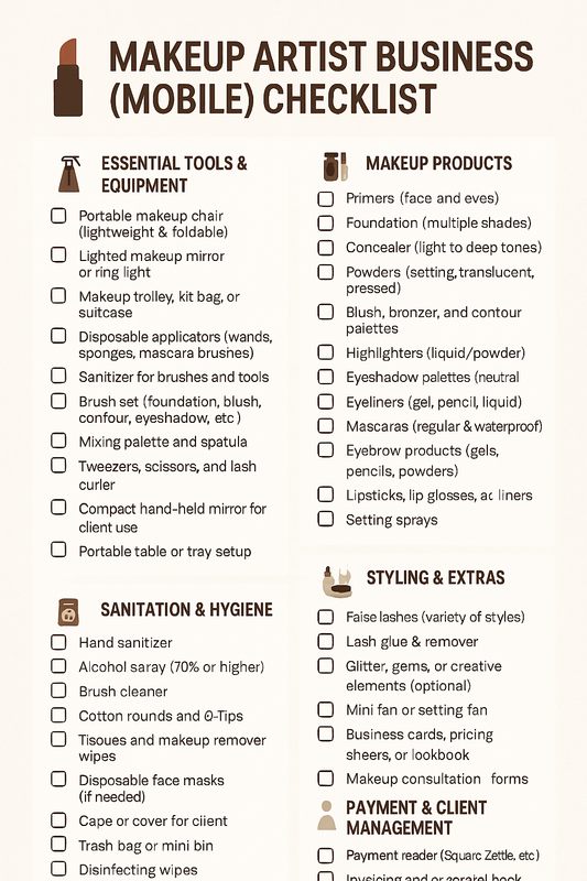 MAKEUP ARTIST BUSINESS (MOBILE) CHECKLIST