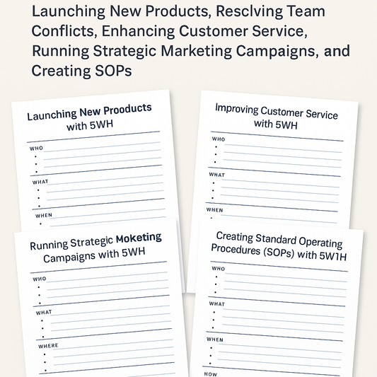 5W1H BUSINESS SOLUTIONS TEMPLATES: LAUNCHING NEW PRODUCTS, RESOLVING TEAM CONFLICTS, ENHANCING CUSTOMER SERVICE, RUNNING STRATEGIC MARKETING CAMPAIGNS, AND CREATING SOPS