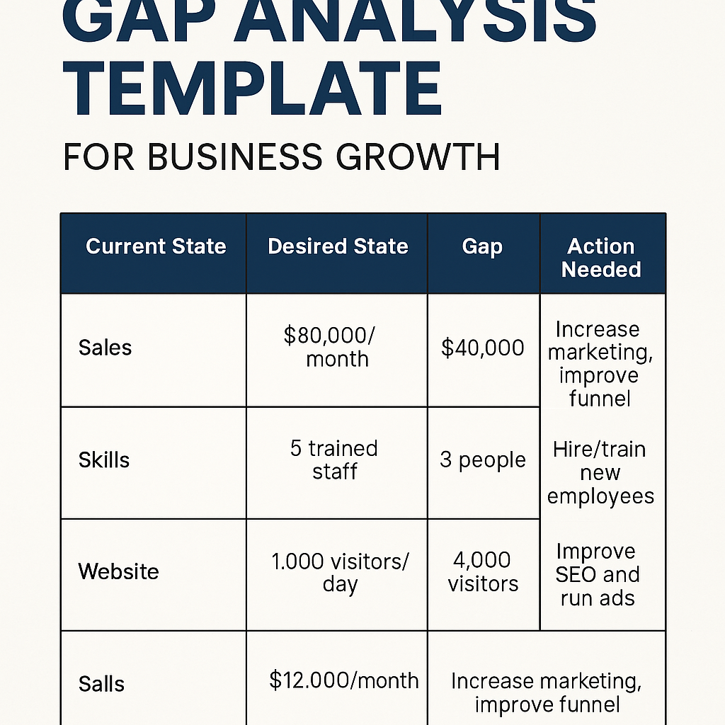 GAP ANALYSIS TEMPLATE FOR BUSINESS GROWTH