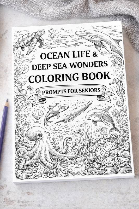Ocean Life & Deep Sea Wonders Coloring Book Prompts For Seniors