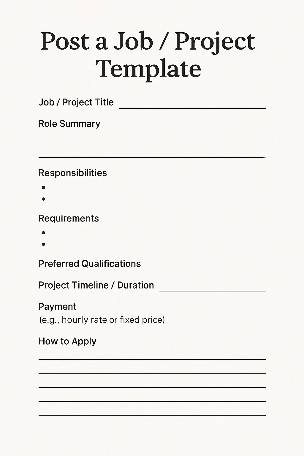 POST A JOB TEMPLATES
