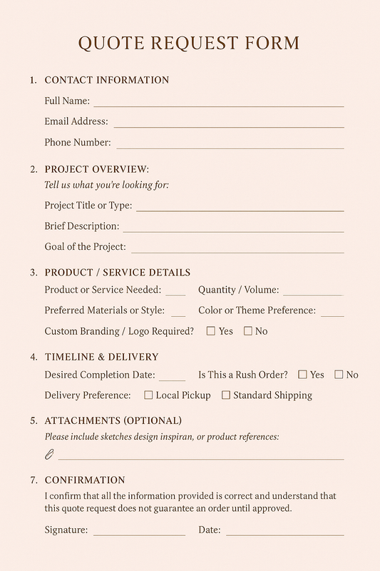 QUOTE REQUEST FORM TEMPLATE