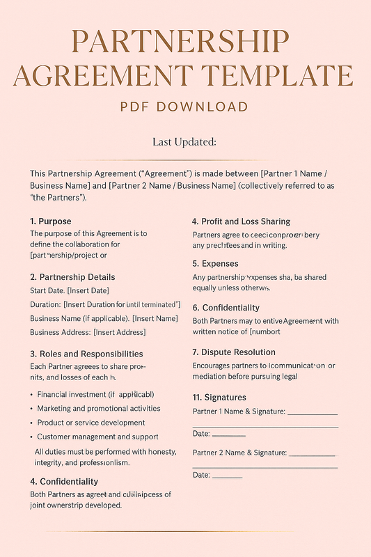 PARTNERSHIP AGREEMENT TEMPLATE