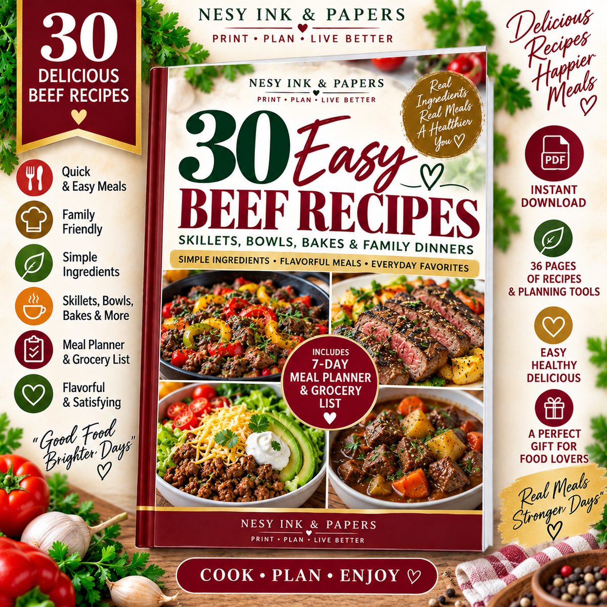 30 Easy Beef Recipes | Skillets, Bowls, Bakes & Family Dinners + Meal Planner
