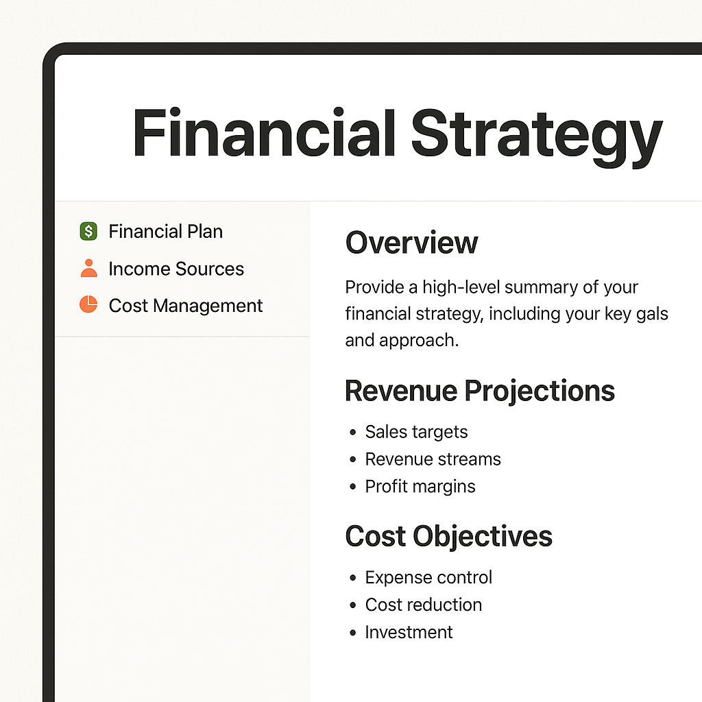 BUSINESS PLAN DASHBOARD