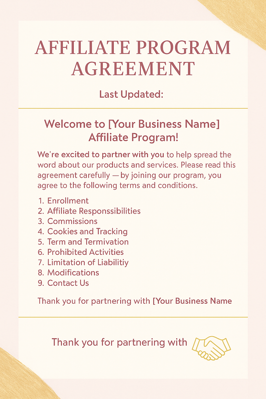 AFFILIATE MARKETING AGREEMENT TEMPLATE