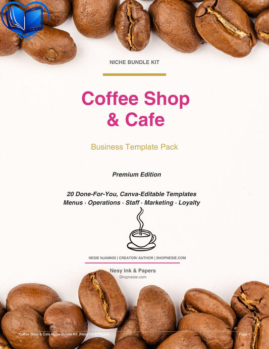 Coffee Shop & Cafe Business Templates Bundle | 20 Editable Canva Forms for Coffee Shops, Cafes & Espresso Bars