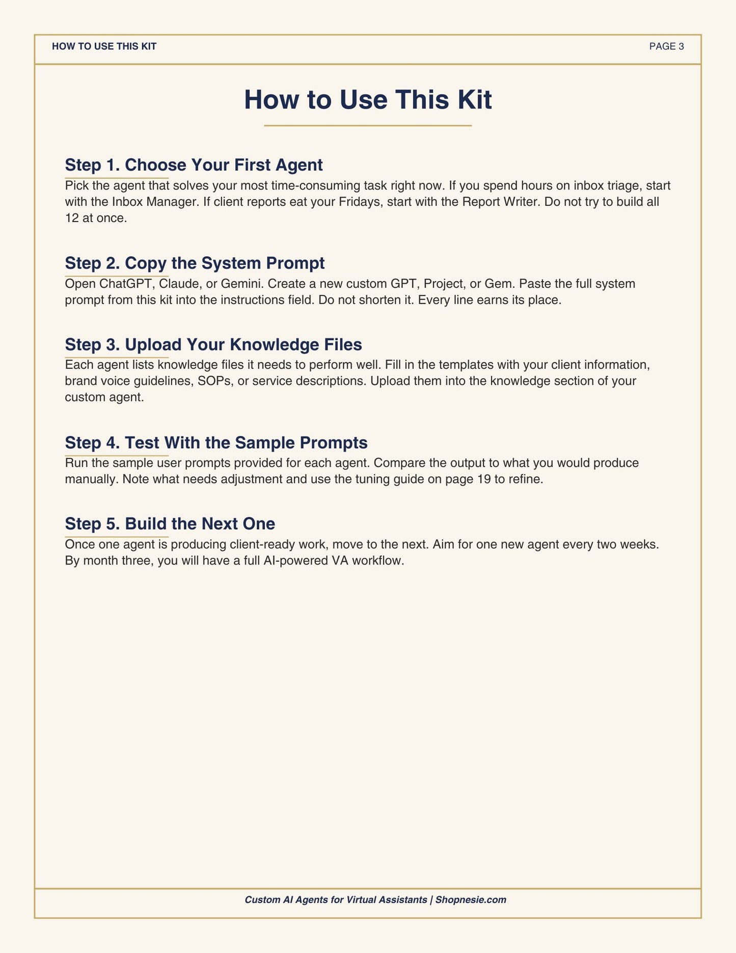 Custom AI Agents for Virtual Assistants – 12 Ready-to-Use Prompts, Templates & Setup Guide