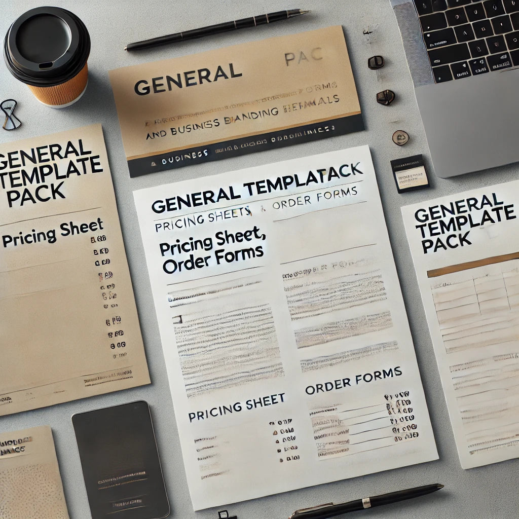 GENERAL TEMPLATE PACK: PRICING SHEETS, ORDER FORMS, AND BUSINESS BRANDING ELEMENTS