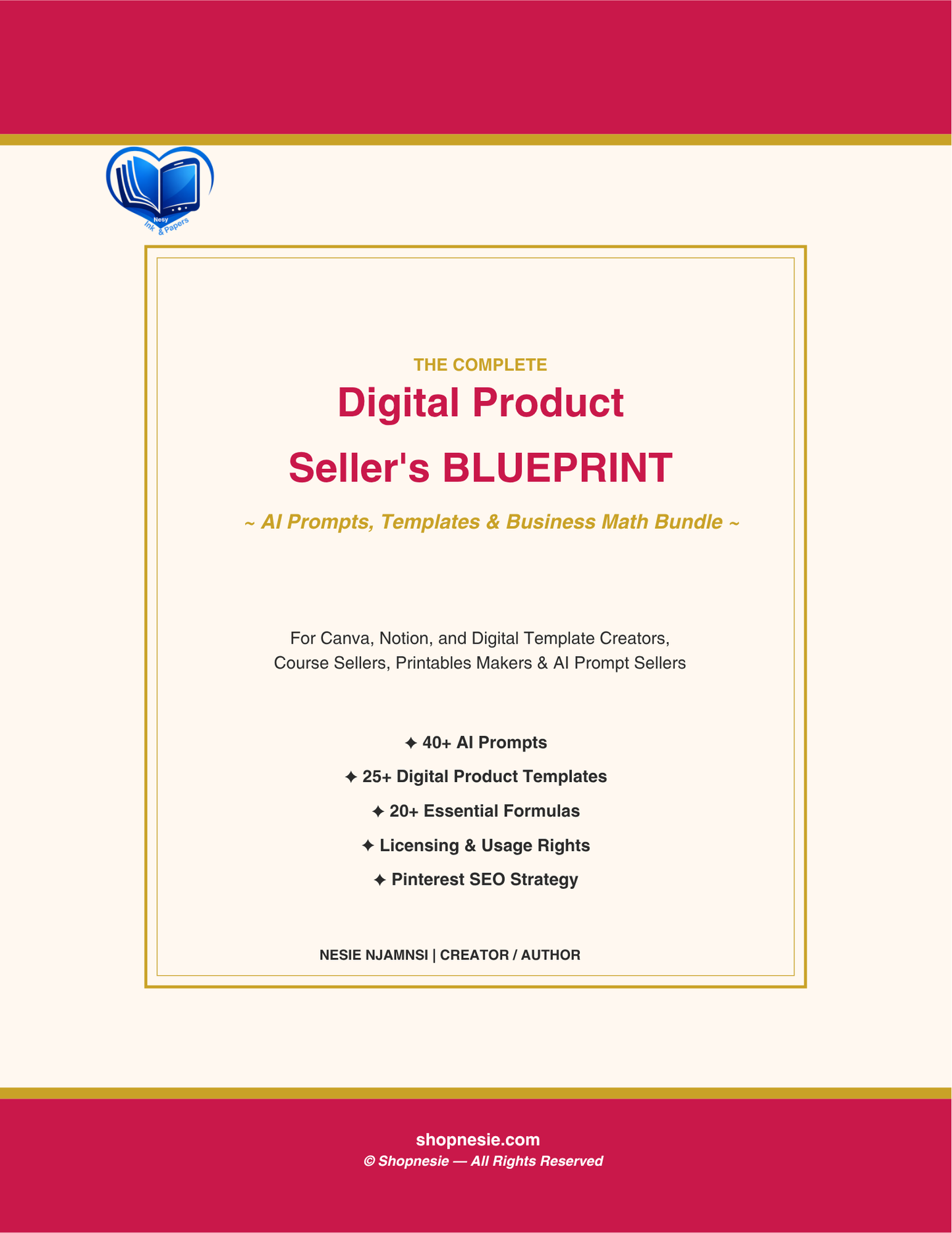 Digital Product Seller Blueprint | AI Prompts + Templates for Canva, Notion, Etsy & Shopify Creators