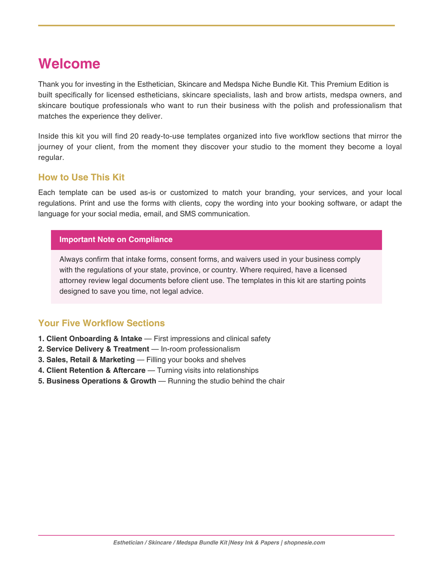 Esthetician Skincare Medspa Bundle: 20 Editable Templates for Estheticians, Client Intake Forms, Consent, Pricing, Policies & Marketing Kit