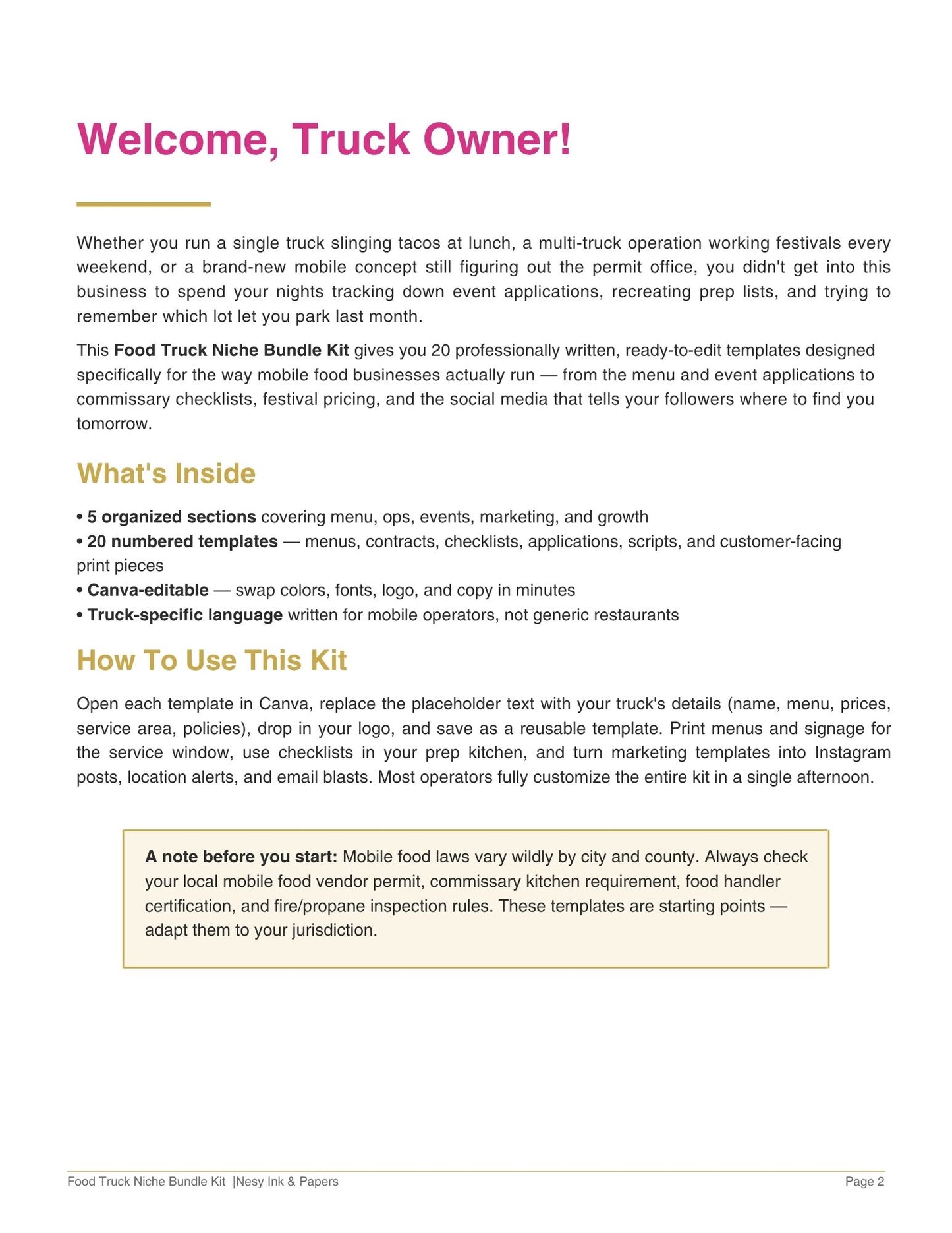 Food Truck Business Templates Bundle | 20 Editable Canva Forms for Mobile Food Vendors, Festivals & Catering – Premium Edition