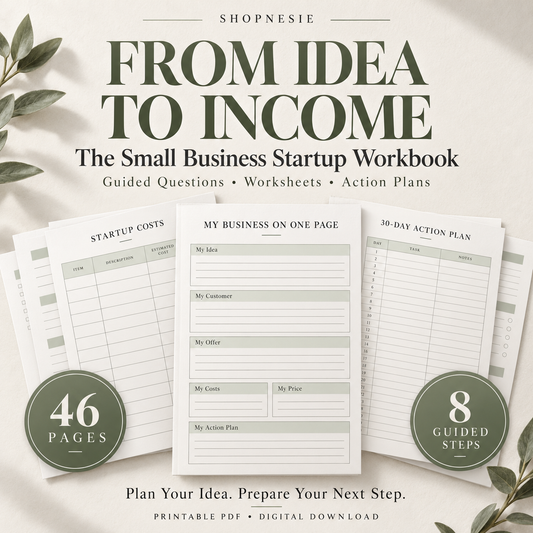 From Idea to Income: Small Business Startup Workbook | Printable PDF