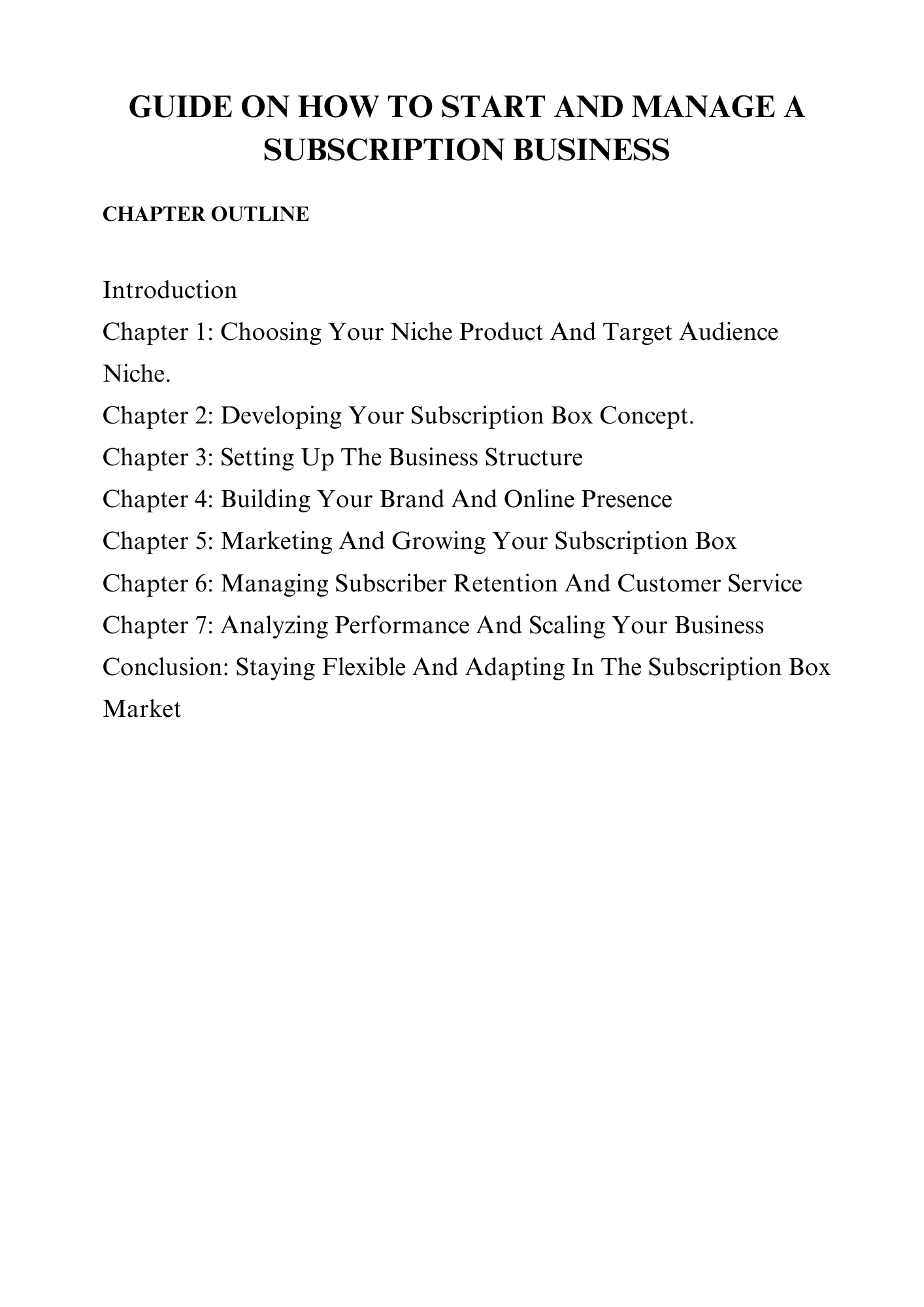 GUIDE ON HOW TO START AND MANAGE A SUBSCRIPTION BUSINESS