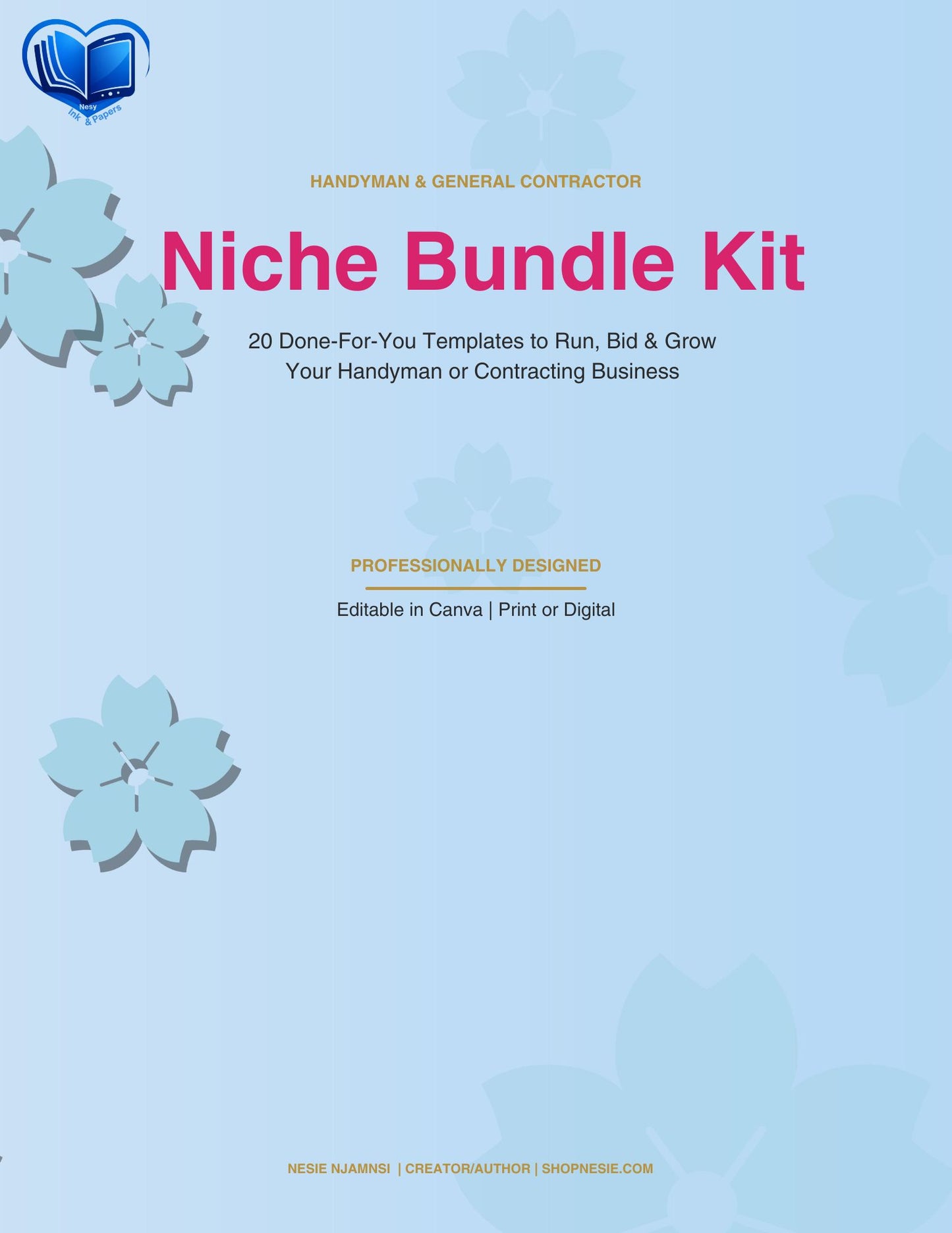 Handyman Contractor Template Bundle | 20 Editable Canva Forms for Bids, Contracts, Invoices & Client Management – Instant Download